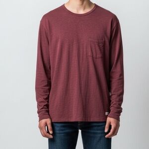 Viori Long sleeve pocket tee shirt Mens size xxl Burgundy maroon